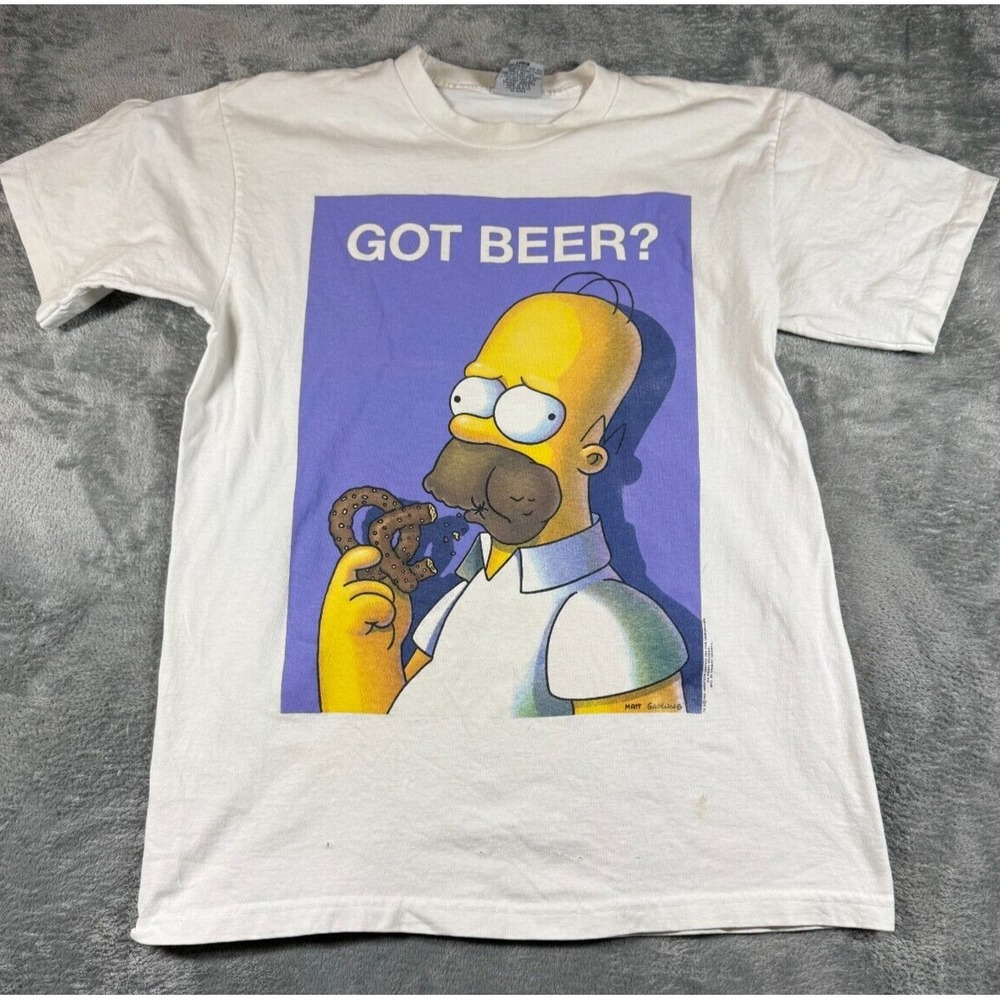 Vintage Homer Simpson Got Beer Shirt L White 90s Cartoon Promo Stanley Desantis